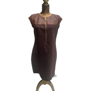 Michael Kors Brown Faux Leather Accent Dress Size 10